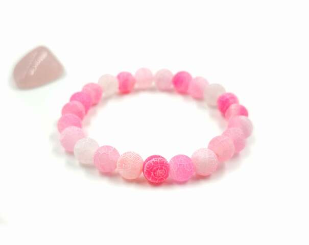 Pink achát ásvány karkötő