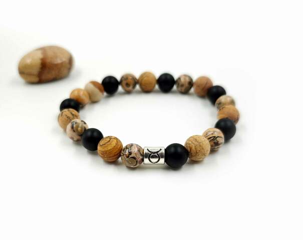 Bika ónix, jáspis férfi karkötő