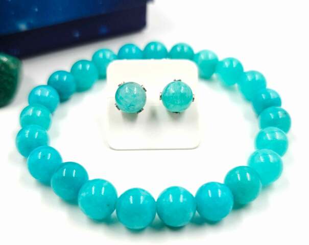 Amazonit karkötő és fülbevaló szett